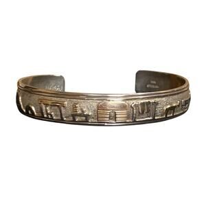 Native American Artist Nakai 14K and Sterling Storyteller Cuff Bracelet Vintage